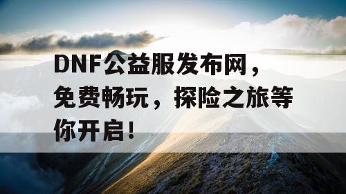 DNF公益服发布网，免费畅玩，探险之旅等你开启！