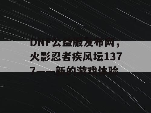 DNF公益服发布网，火影忍者疾风坛1377——新的游戏体验