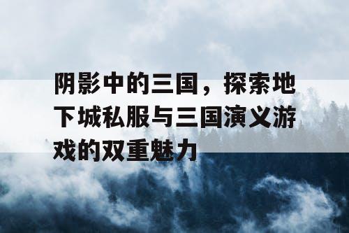 阴影中的三国，探索地下城私服与三国演义游戏的双重魅力